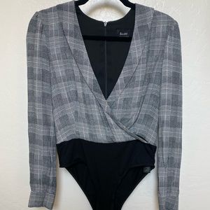 Bardot Plaid Bodysuit